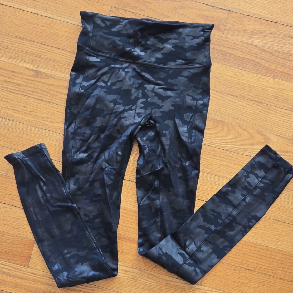 SPANX Black Leggings with Red Logo Tag